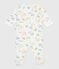 Katoenen babypyjama met rits en savanaprint wit MARSHMALLOW/wit MULTICO