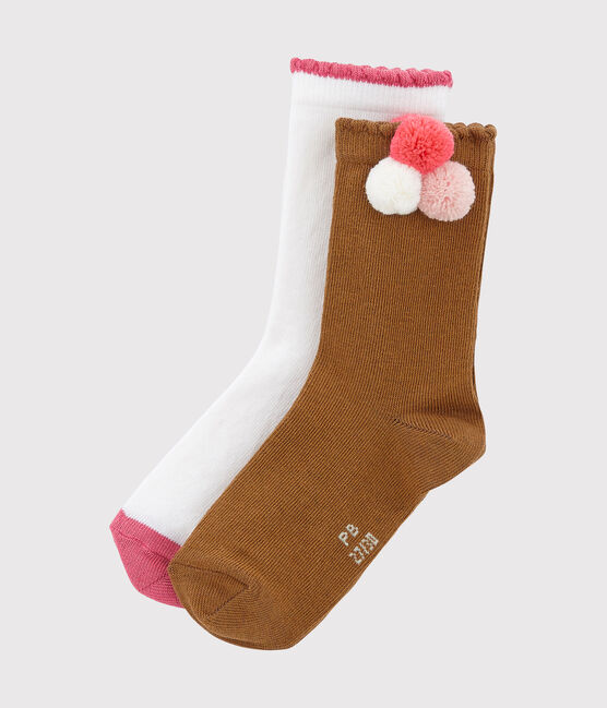 Lot de 2 paires de chaussettes pompon et uni variante 1