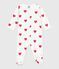 Babypyjama van geruwde fleece met kraag en hartjesprint wit MARSHMALLOW/rood TERKUIT