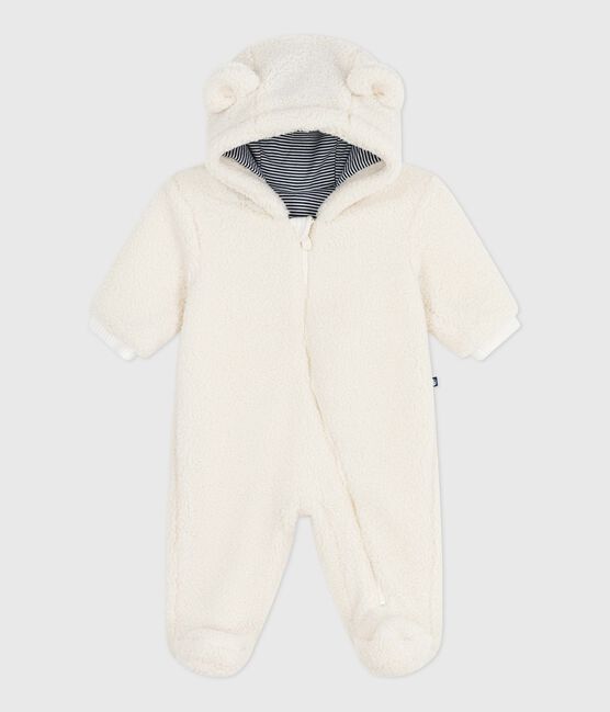Skipakje voor baby's in sherpa met oortjes en voering met tinneroy-streepje ecru MILK