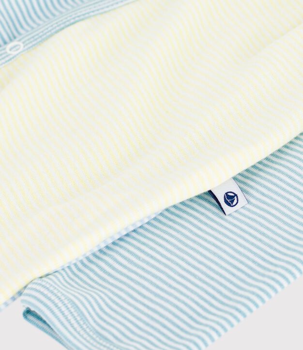 Pyjama b&eacute;b&eacute; en coton imprim&eacute; &agrave; rayures bleu/blanc
