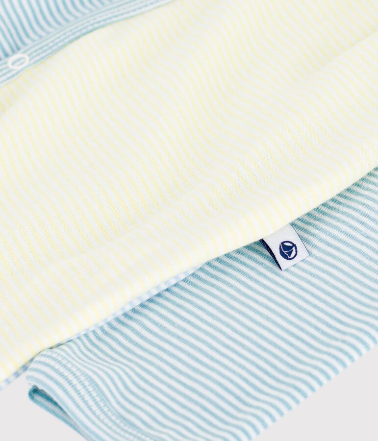 Pyjama b&eacute;b&eacute; en coton imprim&eacute; &agrave; rayures vert/blanc
