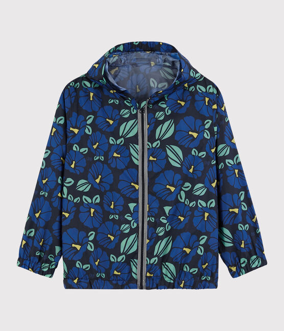 Windjack van gerecycled polyester voor jongens blauw SMOKING/wit MULTICO