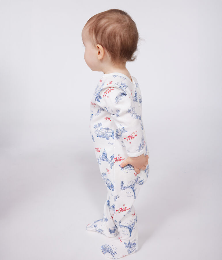 Katoenen babypyjama in het thema 'Parijs' wit/multicouleur