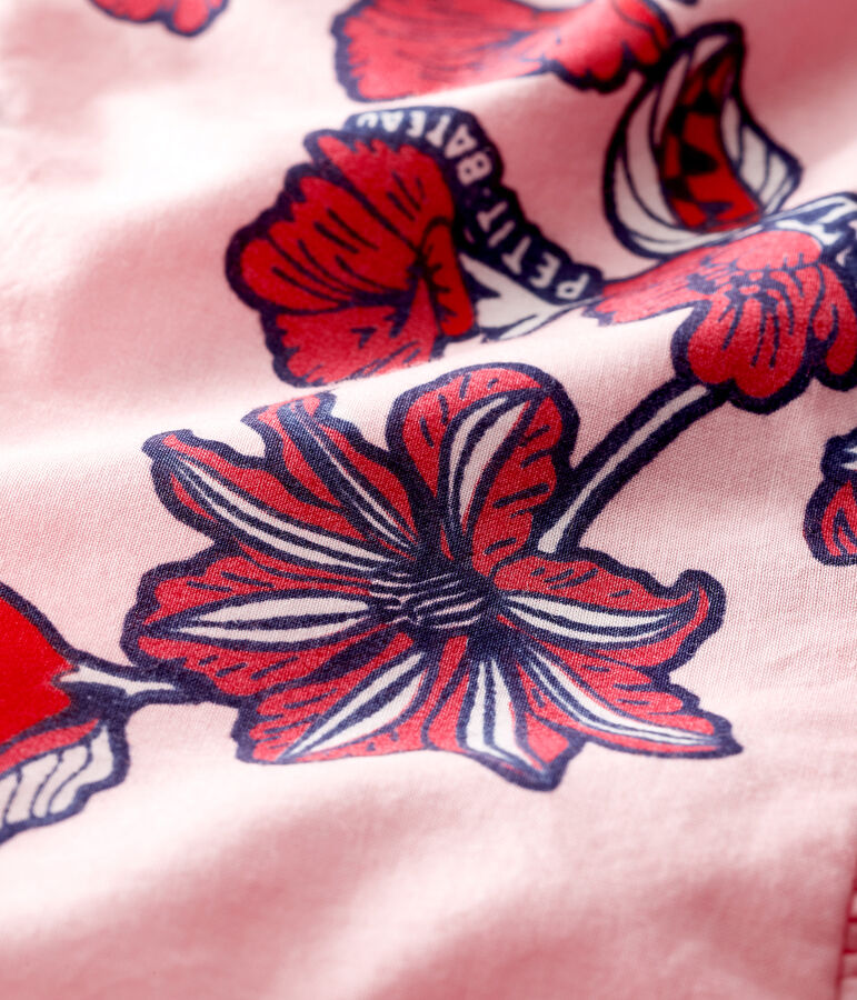 Mouwloze jurk met print babymeisje roze/multicouleur