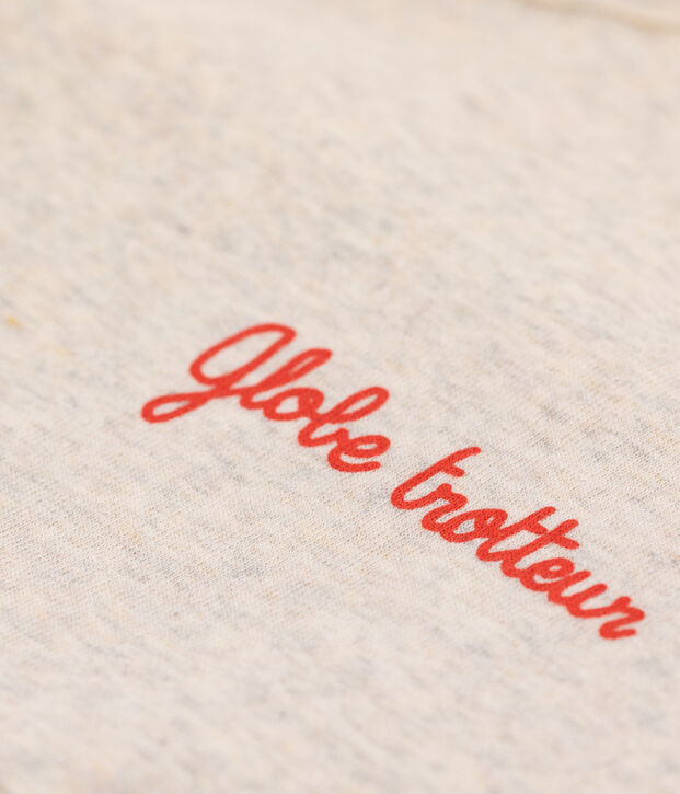T-shirt col rond  s&eacute;rigraphi&eacute; en coton Femme beige chin&eacute;
