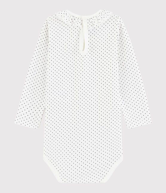 Rompertje lange mouwen babymeisje wit MARSHMALLOW/blauw MEDIEVAL