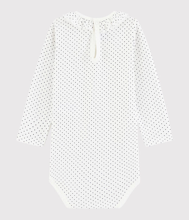 Body manches longues b&eacute;b&eacute; fille blanc/bleu