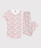 Pyjama enfant en coton manches courtes et jambes longues imprimé blanc MARSHMALLOW/blanc MULTICO
