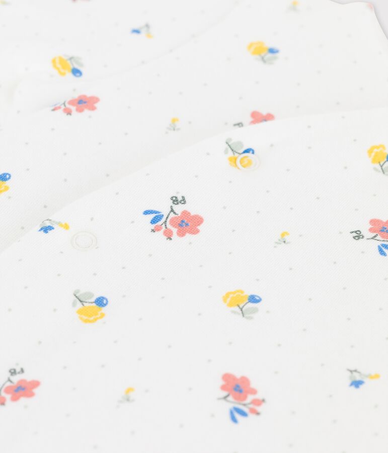 Lange tuinbroek met print van bio tubic voor baby's wit/roze