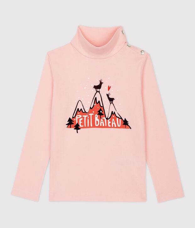 Sous-pull en coton enfant fille rose