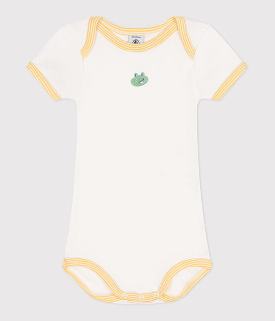 Body manches courtes en coton imprimé bébé blanc MARSHMALLOW
