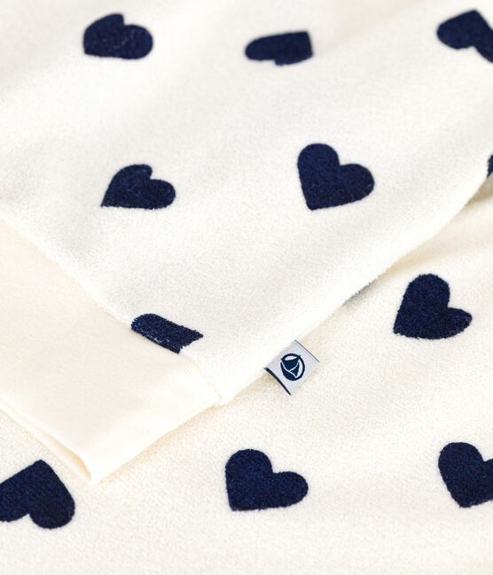 Pyjama femme en coton éponge imprimé cœurs bleu MILK/ SOIR