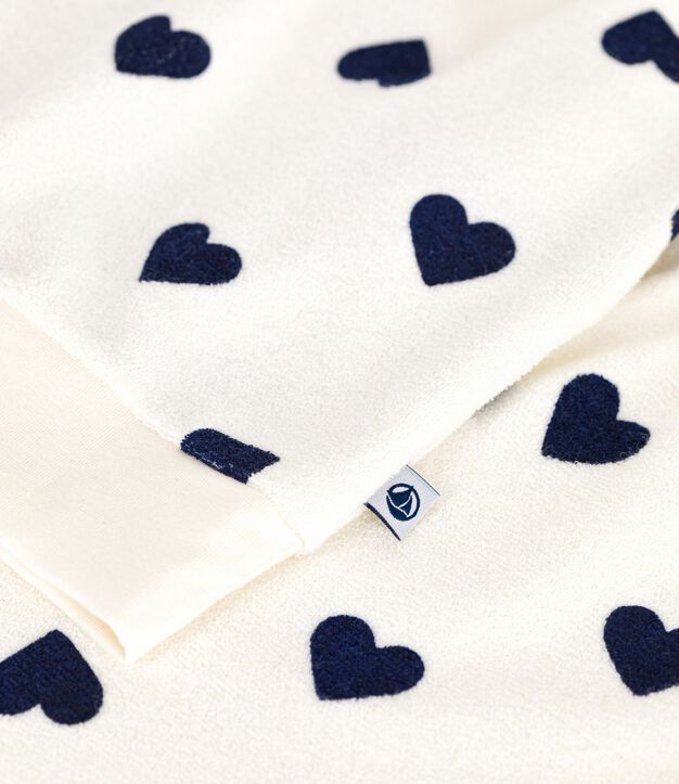Pyjama femme en coton &eacute;ponge imprim&eacute; c&oelig;urs bleu/bleu