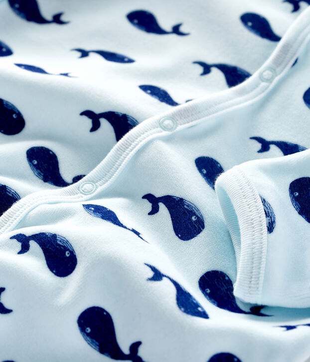 Dors-bien baleine b&eacute;b&eacute; gar&ccedil;on en velours bleu/bleu