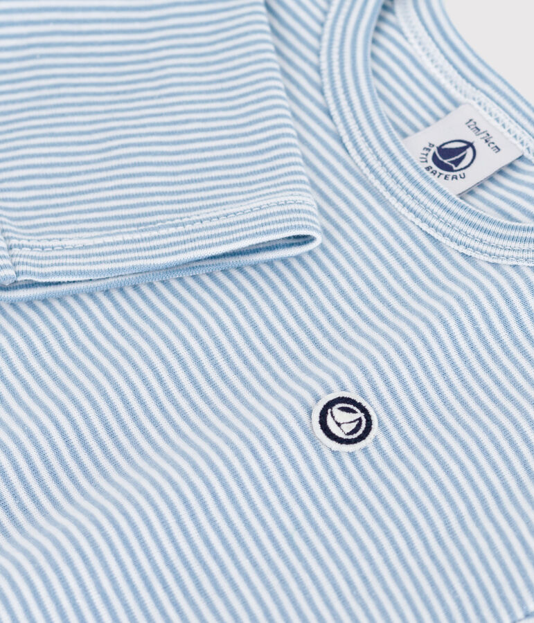 Gestreept T-shirt met lange mouwen in katoen voor baby's blauw/wit