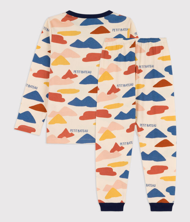Katoenen pyjama meisjes / jongens ecru/multicouleur