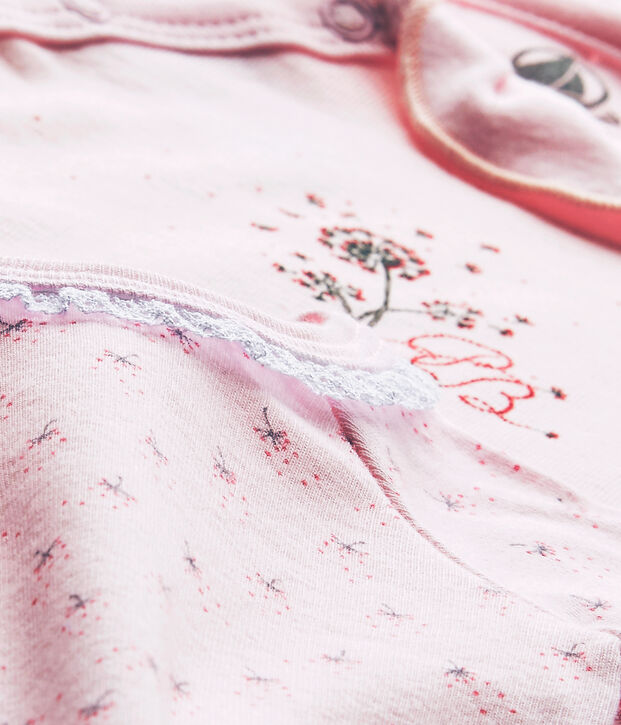 Set van 2 eerste body's met lange mouwen voor babymeisjes wit