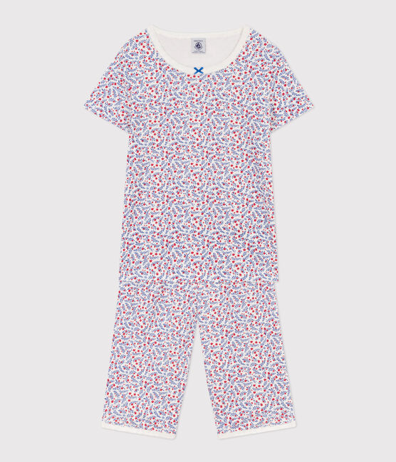 Pyjacourt fleurs en coton petite fille blanc MARSHMALLOW/blanc MULTICO