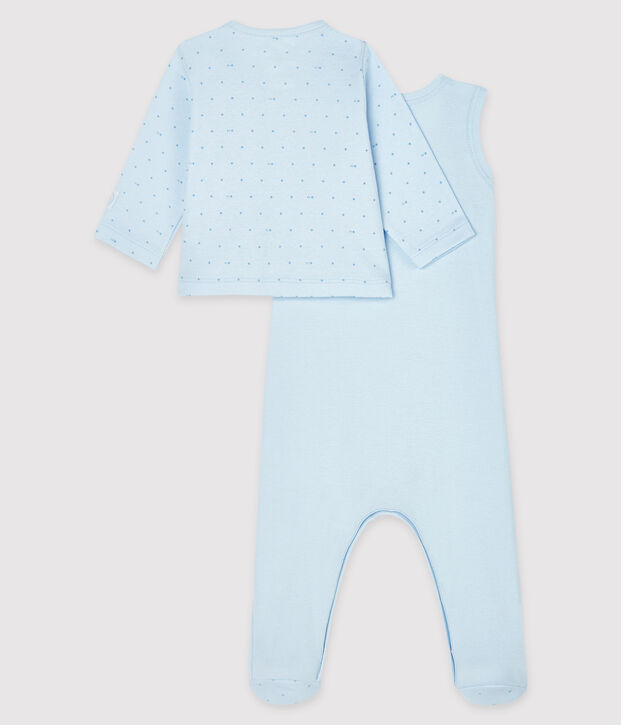 Ensemble b&eacute;b&eacute; 2 pi&egrave;ces en c&ocirc;te bleu/bleu