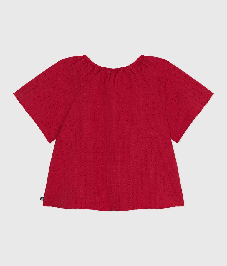 Blouse enfant en coton manches courtes &agrave; motif fleurie SPI