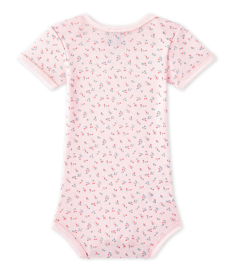 Body met korte mouwen en print voor babymeisjes roze/multicouleur
