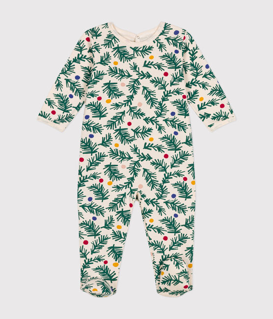 Babypyjama van geruwde fleece met kerstboomprint wit AVALANCHE/ MULTICO