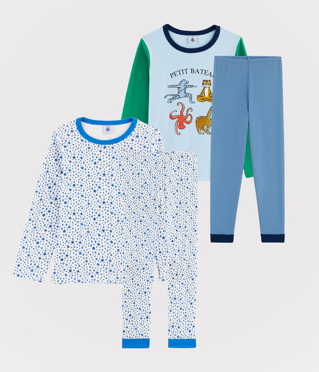 Lot de 2 pyjamas petit gar&ccedil;on en c&ocirc;te et tubique multicouleur