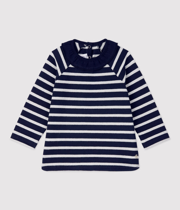 Katoenen blouse baby. blauw/MARSHMALLOW ARGENT BRILLANT