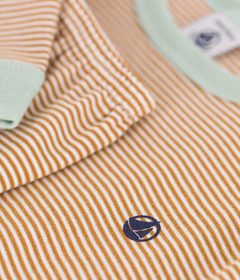 Gestreepte katoenen pyjama voor kinderen bruin/wit