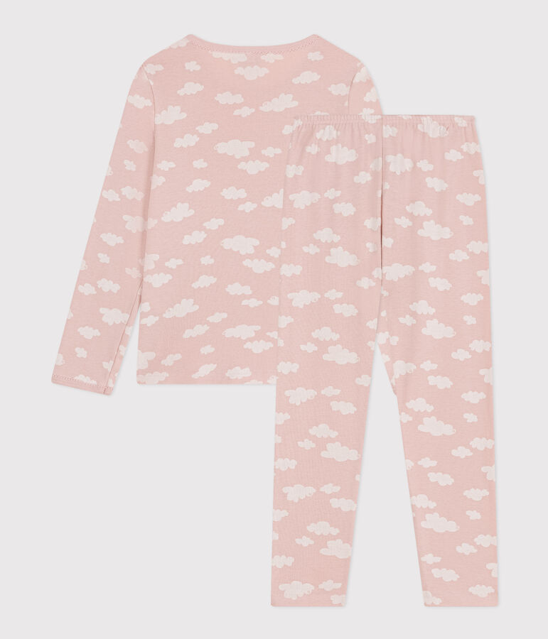 Pyjama imprim&eacute; motif nuage en coton enfant rose/blanc
