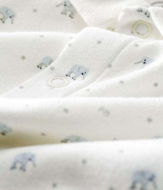 Dors bien sans pieds bébé en côte blanc MARSHMALLOW/blanc MULTICO