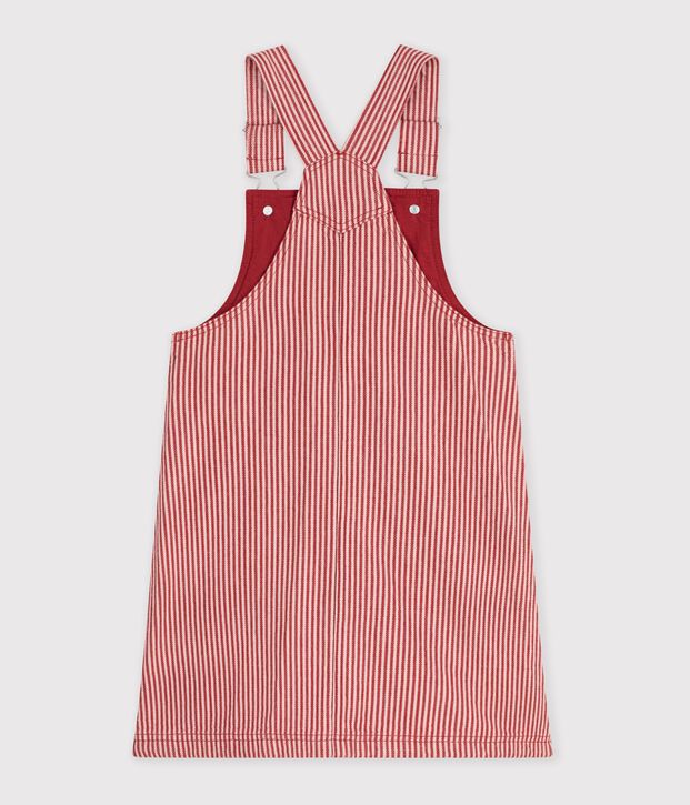 Katoenen kindersalopettejurk met strepen roze/roze