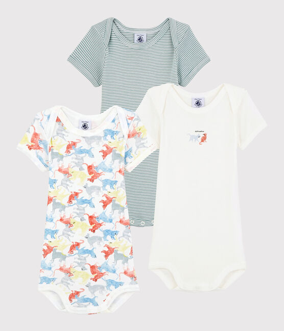 Lot de 3 bodies manches courtes chat coloré bébé en coton biologique variante 1