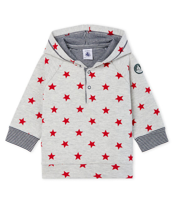 Sweatshirt met capuchon van mesh met print babyjongen grijs BELUGA/rood TERKUIT CN