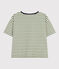 LE BOXY, gestreept T-shirt voor dames in katoen  groen CROCO/ AVALANCHE
