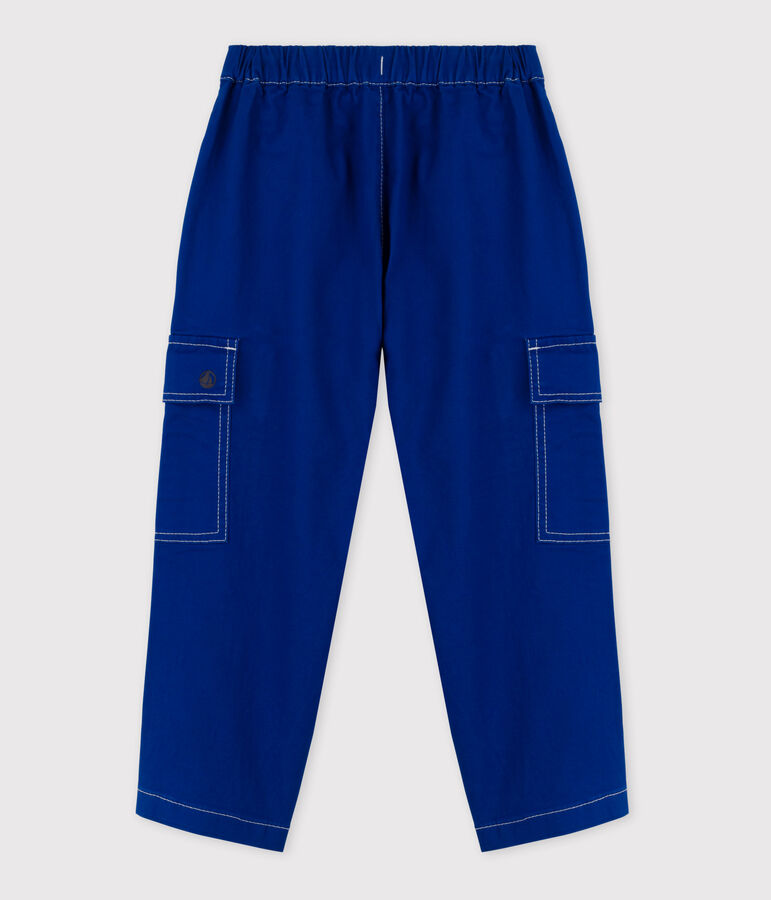 Pantalon cargo en serg&eacute; enfant fille / gar&ccedil;on bleu