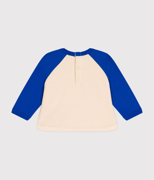 Fleece sweatshirt voor baby's ecru/blauw