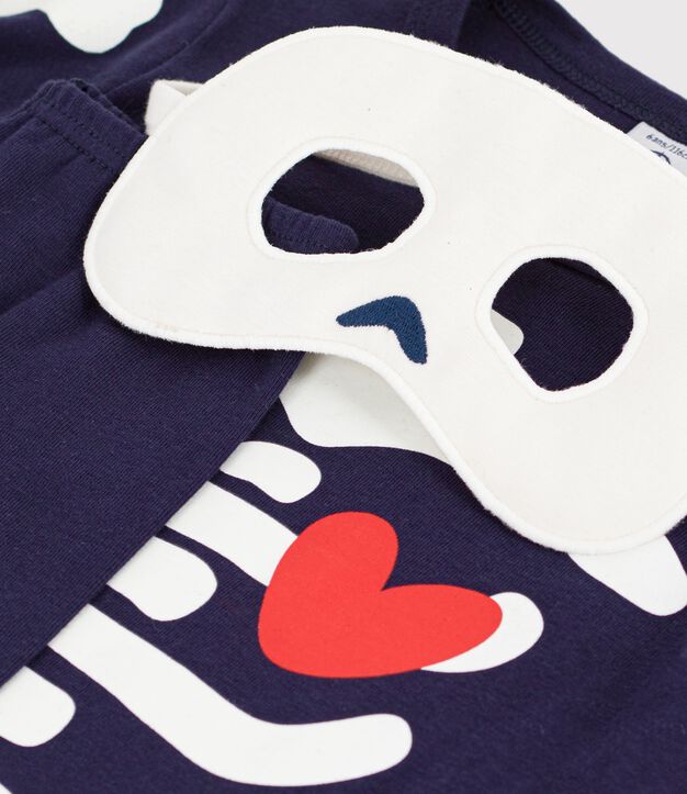 Pyjama d&eacute;guisement squelette enfant en coton bleu marine