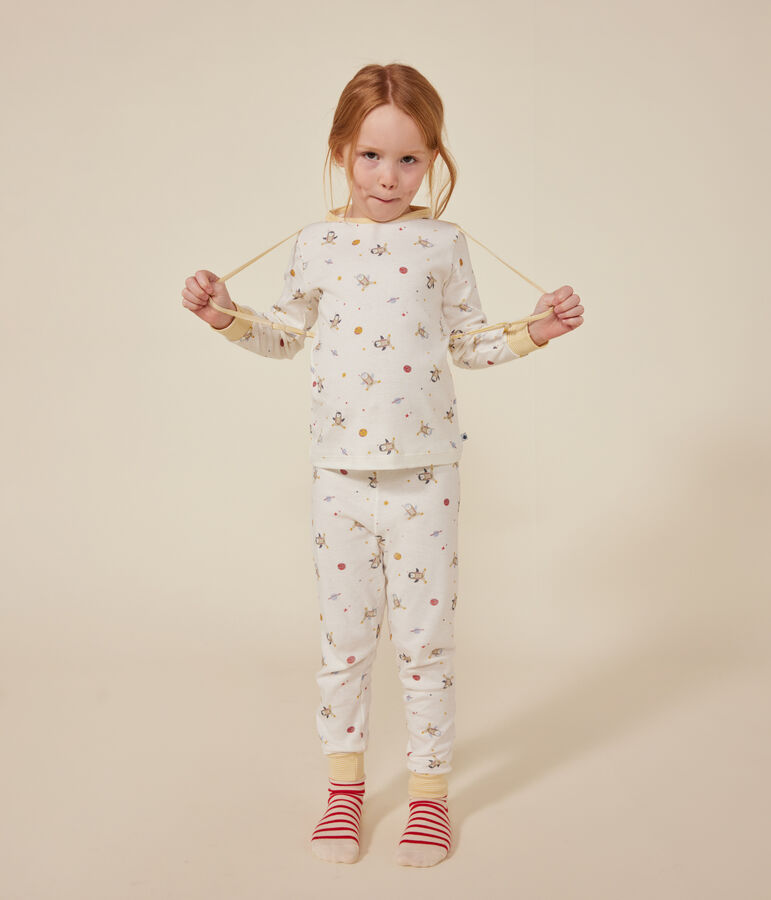 Pyjama d&eacute;guisement en coton imprim&eacute; espace enfant blanc/multicouleur