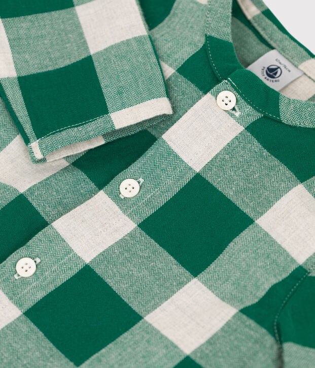 Chemise manches longues b&eacute;b&eacute; &agrave; carreaux en flanelle MATCHA/&eacute;cru