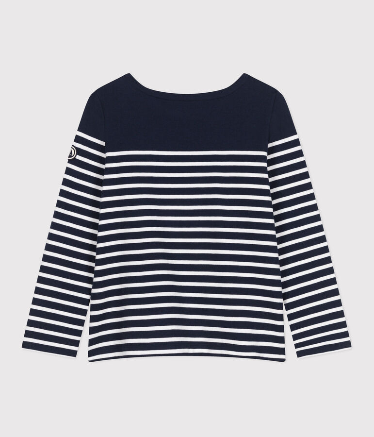 Katoenen marineshirt met lange mouw voor dames blauw/wit