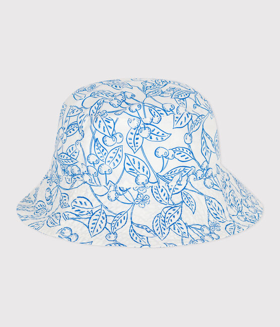 Capeline enfant fille en popeline imprimé bleu MARSHMALLOW/ PORCELANA
