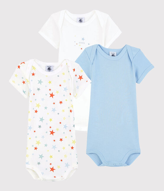 Lot de 3 bodies manches courtes à étoiles colorées bébé en coton biologique variante 1