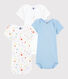 Set van 3 rompertjes met korte mouwen en kleurrijke sterren voor baby's van biologisch katoen