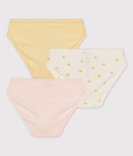 Set met 3 meisjesslips met zonnetjes in biokatoen variante 1