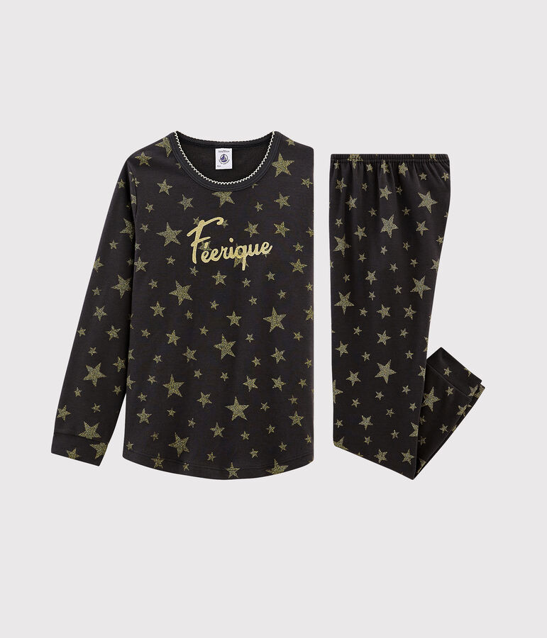 Meisjespyjama van gebreide stof grijs CAPECOD/geel OR