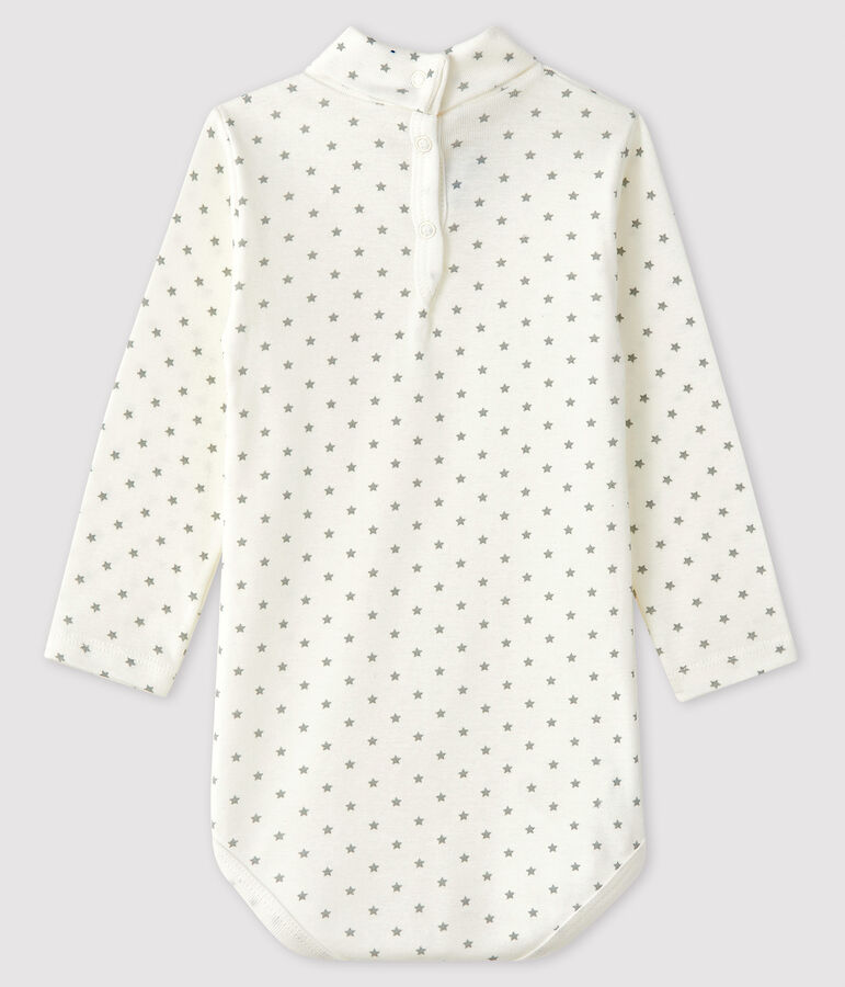 Rompertje lange mouwen babyjongen wit/grijs