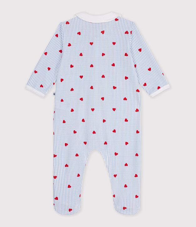 Pyjama b&eacute;b&eacute; en coton avec col, imprim&eacute; c&oelig;urs blanc/multicouleur