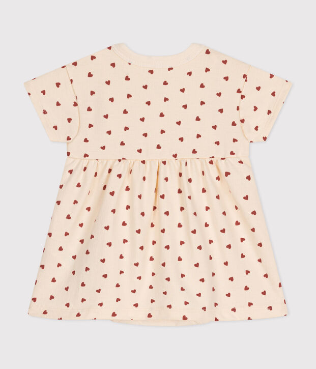 Robe en molleton l&eacute;ger avec body b&eacute;b&eacute; &eacute;cru/marron